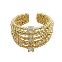 Cubic Zirconia Micro Pave Brass Ring gold color plated fashion jewelry & Unisex & micro pave cubic zirconia golden nickel lead & cadmium free inner diameter 18.5mm Sold By PC