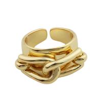 Ring Finger mosiądz, Platerowane w kolorze złota, biżuteria moda & dla obu płci, złoty, bez zawartości niklu, ołowiu i kadmu, inner diameter 17mm, sprzedane przez PC