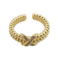 Cubic Zirconia Micro Pave Brass Ring gold color plated fashion jewelry & Unisex & micro pave cubic zirconia golden nickel lead & cadmium free inner diameter 18mm Sold By PC