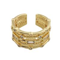 Cubic Zirconia Micro Pave Brass Ring gold color plated fashion jewelry & Unisex & micro pave cubic zirconia golden nickel lead & cadmium free inner diameter 17.5mm Sold By PC