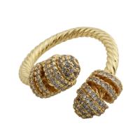 Cubic Zirconia Micro Pave Brass Ring, gold color plated, fashion jewelry & Unisex & micro pave cubic zirconia, golden, nickel, lead & cadmium free, inner diameter 20.5mm, Sold By PC