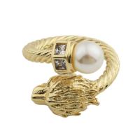 Cubique anneau en laiton Circonia Micro Pave, avec Shell Pearl, Placage de couleur d'or, bijoux de mode & unisexe & pavé de micro zircon, doré, protéger l'environnement, sans nickel, plomb et cadmium, inner diameter 18mm, Vendu par PC