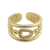 Kubisk Circonia Micro bane messing Ring, guldfarve belagt, mode smykker & Unisex & Micro Pave cubic zirconia, gylden, nikkel, bly & cadmium fri, inner diameter 17.5mm, Solgt af PC