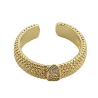 Cubic Zirconia Micro Pave Brass Ring gold color plated fashion jewelry & Unisex & micro pave cubic zirconia golden nickel lead & cadmium free inner diameter 18mm Sold By PC