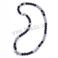 Natural Gemstone Necklace, Natural Stone, fashion jewelry & different materials for choice & Unisex, more colors for choice, 8mm, Length:20 Inch, Sold By PC