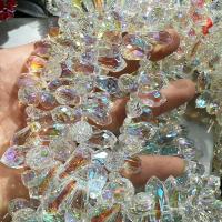 Kristall-Perlen, Kristall, Tropfen, DIY & facettierte, mehrere Farben vorhanden, 8x17mm, ca. 98PCs/Strang, verkauft von Strang