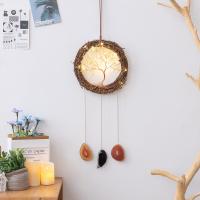 Mode Dreamcatcher, Canne, avec cordon en cuir & Agate & laiton, arbre, fait à la main, pour la maison et le bureau, 700mm, Vendu par PC