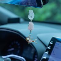 Hanging Ornaments Rose Quartz with Cotton Thread & Clear Quartz & Brass Dolphin handmade for home and office 270mm Sold By PC