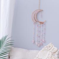 Fashion Dream Catcher, Rose Quartz, with Brass, Moon, handmade, for home and office, pink, 540mm, Sold By PC