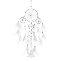 Fashion Dream Catcher Feather with leather cord & Iron handmade for home and office white 550mm Sold By PC