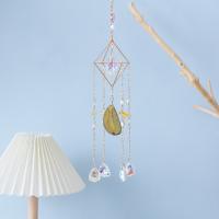 Hanging Ornaments, Iron, with Agate & Crystal, handmade, for home and office, 460mm, Sold By PC