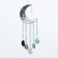 Fashion Dream Catcher, Natural Gravel, with Agate & Iron, Moon, handmade, for home and office, mixed colors, 600mm, Sold By PC