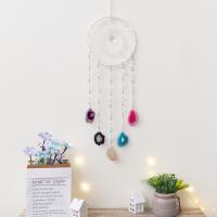 Mode Dreamcatcher, cordon en cuir, avec Agate & fer, lune, fait à la main, pour la maison et le bureau, couleurs mélangées, 600mm, Vendu par PC