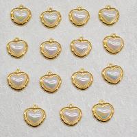 Pendentifs coeur en alliage de zinc, avec Acrylique, Placage de couleur d'or, DIY, 16x16.70mm, Vendu par PC