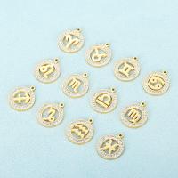 Stainless Steel Pendants 304 Stainless Steel 12 Signs of the Zodiac plated DIY & with rhinestone 20mm Sold By PC