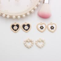 Zinc Alloy Enamel Pendants with Plastic Pearl Heart plated DIY Sold By PC