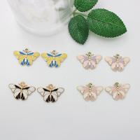 Zinc Alloy Enamel Pendants Butterfly gold color plated DIY Sold By PC
