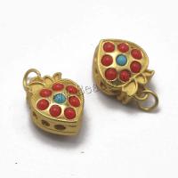 Tibetan Style Enamel Pendants, with turquoise & Plastic Pearl, Heart, gold color plated, DIY, more colors for choice, 17x12x9mm, Sold By PC