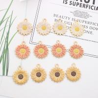 Tibetan Style Enamel Pendants, Sunflower, gold color plated, DIY, more colors for choice, 18x21mm, Sold By PC