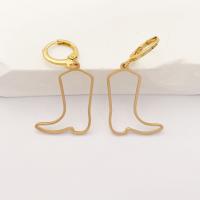 Boucles d'oreilles en alliage de zinc, chaussures, Placage de couleur d'or, pour femme, 19x37mm, Vendu par paire
