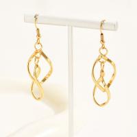 Tibetan Style Drop Earrings, gold color plated, for woman, 15x55mm, Sold By Pair