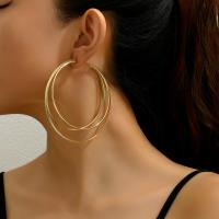 Boucles d'oreilles en alliage de zinc, beignet, Placage, trois couches & pour femme, plus de couleurs à choisir, 90mm, Vendu par paire