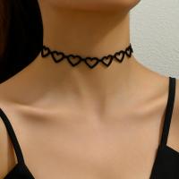 Fashion Choker Necklace, Tibetan Style, with Faux Suede Cord, with 8CM extender chain, Heart, gold color plated, for woman & hollow, black, Length:Approx 28 cm, Sold By PC