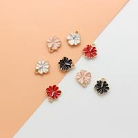 Tibetan Style Enamel Pendants, Flower, gold color plated, DIY & different styles for choice & with rhinestone, more colors for choice, 12x13mm, Sold By PC