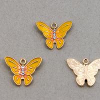 Tibetan Style Enamel Pendants, Butterfly, plated, DIY & with rhinestone, more colors for choice, nickel, lead & cadmium free, 15x20x4mm, Approx 100PCs/Bag, Sold By Bag