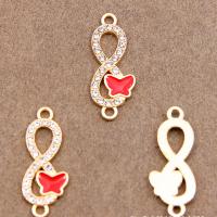 Zinc Alloy Connector Butterfly plated DIY & enamel & with rhinestone nickel lead & cadmium free Approx Sold By Bag
