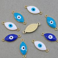 Evil Eye Connector, Tibetan Style, plated, DIY & enamel, more colors for choice, nickel, lead & cadmium free, 23x13x3mm, Approx 100PCs/Bag, Sold By Bag