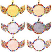 Tibetan Style Rhinestone Pendants, Wing Shape, plated, DIY & with rhinestone, more colors for choice, nickel, lead & cadmium free, 25mm, Approx 100PCs/Bag, Sold By Bag