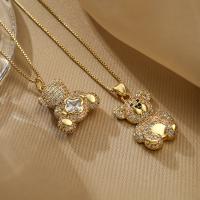 Brass Necklace, with 5cm extender chain, Bear, gold color plated, fashion jewelry & different styles for choice & micro pave cubic zirconia & for woman, nickel, lead & cadmium free, Length:Approx 45 cm, Sold By PC