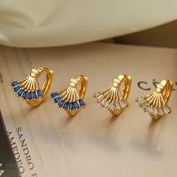 Brass Leverback Earring Fan gold color plated fashion jewelry & for woman nickel lead & cadmium free Sold By Pair