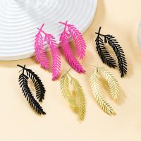Tibetan Style Stud Earring, Leaf, plated, fashion jewelry & for woman, more colors for choice, nickel, lead & cadmium free, 68x26mm, Sold By Pair