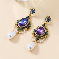 Zinc Alloy Stud Earring with acrylic rhinestone & Plastic Pearl fashion jewelry & for woman nickel lead & cadmium free Sold By Pair