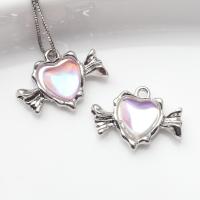 Tibetan Style Heart Pendants, with Glass, plated, DIY, more colors for choice, 20PCs/Lot, Sold By Lot