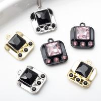 Tibetan Style Pendants, plated, DIY & micro pave cubic zirconia, more colors for choice, 20PCs/Lot, Sold By Lot