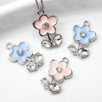 Tibetan Style Enamel Pendants, Flower, plated, DIY & micro pave cubic zirconia, more colors for choice, 20PCs/Lot, Sold By Lot