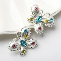 Tibetan Style Animal Pendants, Butterfly, painted, DIY & micro pave cubic zirconia, platinum color, 20PCs/Lot, Sold By Lot