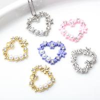 Tibetan Style Heart Pendants, with Plastic Pearl, painted, DIY & micro pave cubic zirconia, more colors for choice, 20PCs/Lot, Sold By Lot