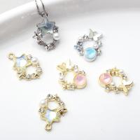 Zinc Alloy Pendants with Glass & Plastic Pearl plated DIY & micro pave cubic zirconia Sold By Lot