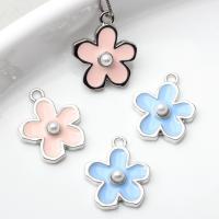 Zinc Alloy Enamel Pendants with Plastic Pearl Flower plated DIY Sold By Lot