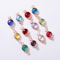 Brass Jewelry Connector, with Glass Rhinestone, DIY, more colors for choice, nickel, lead & cadmium free, 6mm diameter, 10PCs/Bag, Sold By Bag
