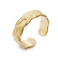 Partículas de aço Cuff Ring Finger, 18K banhado a ouro, ajustável & Vario tipos a sua escolha & para mulher, tamanho:6-8, vendido por PC