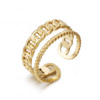 Aço inoxidável 304 Cuff Ring Finger, 18K banhado a ouro, ajustável & Vario tipos a sua escolha & para mulher, tamanho:6-8, vendido por PC