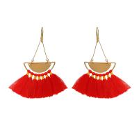 Zinc Alloy Tassel Earring with Polyester Cord Geometrical Pattern plated folk style & for woman 55mm Sold By Pair
