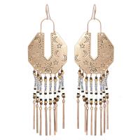 Tibetan Style Tassel Earring, with Seedbead, Geometrical Pattern, plated, Bohemian style & for woman, more colors for choice, Sold By Pair
