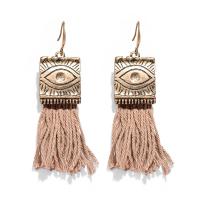 Zinc Alloy Tassel Earring with Cotton Thread plated Bohemian style & for woman earring length 60-80mm Sold By Pair