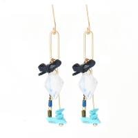 Zinc Alloy Drop Earring with Natural Gravel plated folk style & for woman earring length 60-80mm Sold By Pair